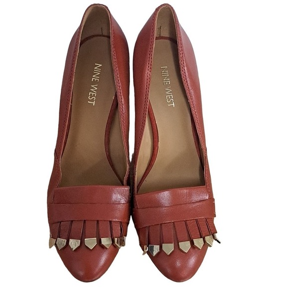 New Nine West Captiva Rust Leather High with gold accents size 8 - Picture 3 of 5